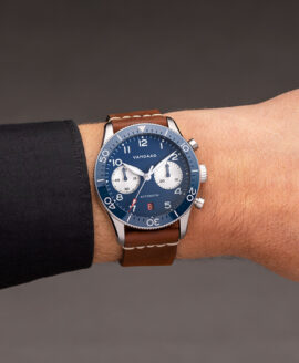 Vandaag - Schallmauer Automatik - Reverse Panda Blue - Tweede Pelle Leather Strap - wrist shot