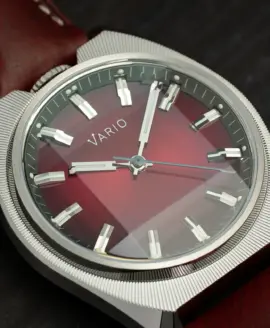 Vario Futurist Watch Sunburst Red Fume Watch dial close up